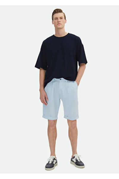 Ramsey Μπλουζάκι Navy Blue Jacquard Crew Neck 100% βαμβακερό