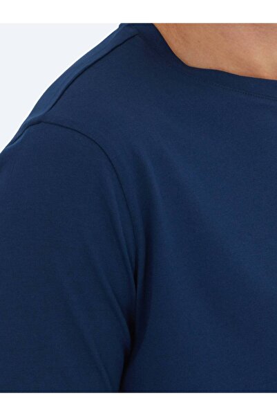Kip Navy Blue Plain Crew Neck 100% Cotton T-Shirt