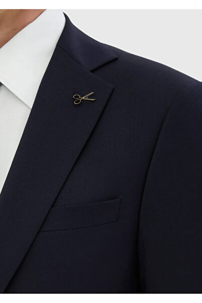 Ramsey Navy Blue Plain Modern Fit 100% Wool Suit