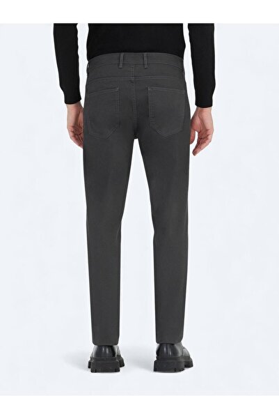 Kip Anthracite Plain Woven Slim Fit Sports Cotton Blend Trousers