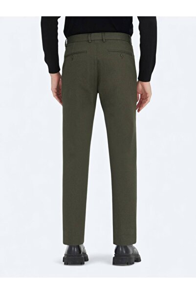 Kip Pantaloni casual din amestec de bumbac, cu țesătură dreaptă, verde deschis