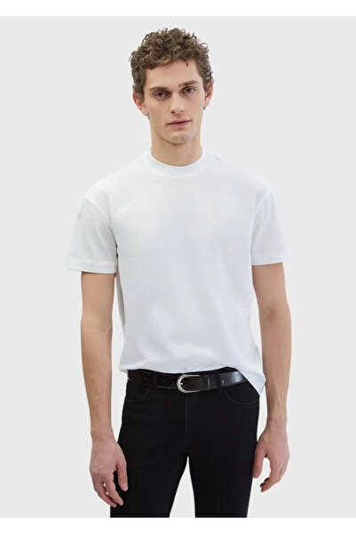 Ramsey White Plain Crew Neck 100% Cotton T-Shirt