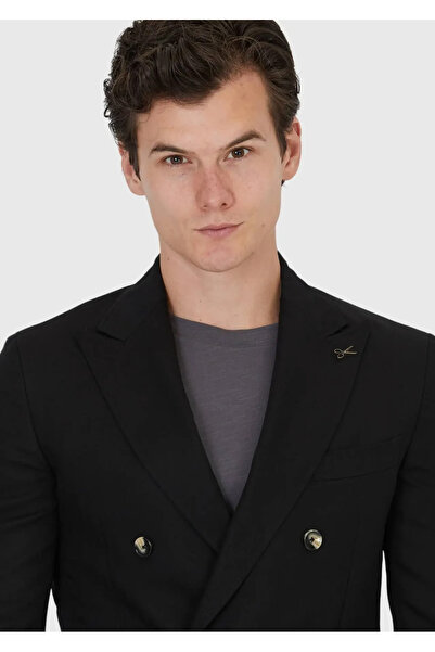 Ramsey Black Zeroweight Slim Fit Linen Blend Jacket