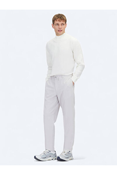 Kip Ecru Half Turtleneck Plain Knitted Sweater