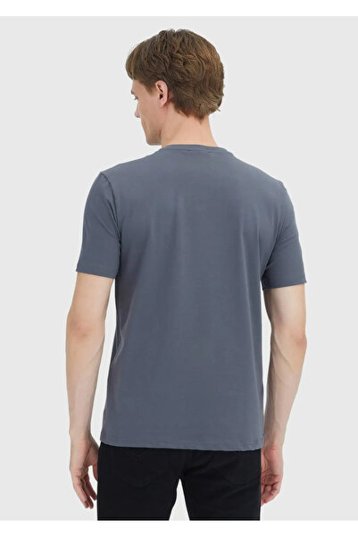 Ramsey Gray Plain Crew Neck Cotton Blended T-Shirt