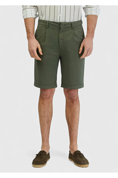 Ramsey Khaki Plain Weave Regular Fit Casual Cotton Blend Bermuda