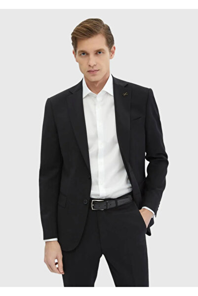 Ramsey Black Plain Modern Fit 100% Wool Suit