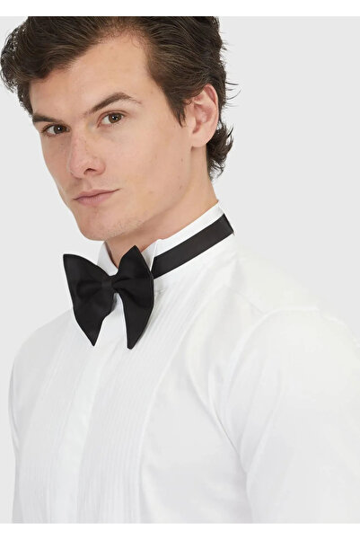 Ramsey Λευκό ίσιο πουκάμισο σμόκιν με κανονική εφαρμογή με διπλή μανσέτα