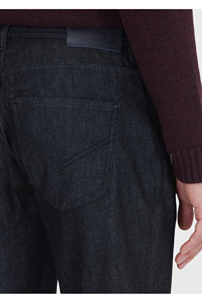 Ramsey Black Straight Slim Fit Denim Cotton Blended Trousers