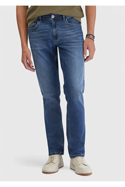 Ramsey Indigo Straight Slim Fit Denim Cotton Blend Pants