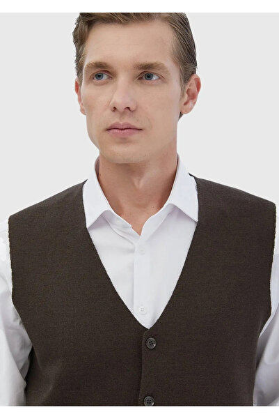 Ramsey Brown Plain Knit Knitwear Vest