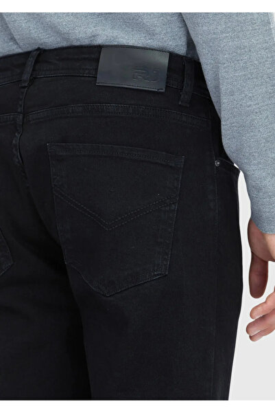 Ramsey Black Straight Slim Fit Denim Cotton Blended Trousers