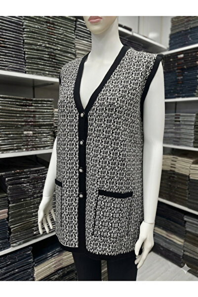 F&D Tekstil Women's Mother Patterned Double Color Knitwear Mother Vest with P...