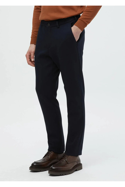 Ramsey Lacivert Düz Örme Jogging Fit Casual Pantolon