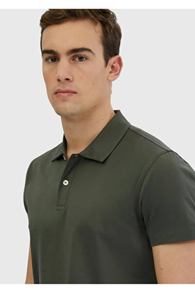 Ramsey Khaki Plain Polo Neck 100% Cotton T-Shirt