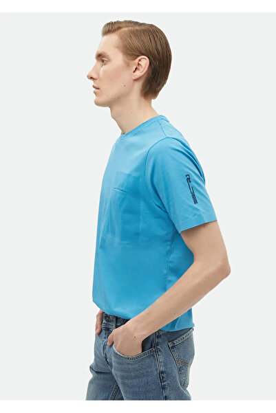 Ramsey Μπλουζάκι Τυρκουάζ 100% βαμβακερό απλό με λαιμόκοψη