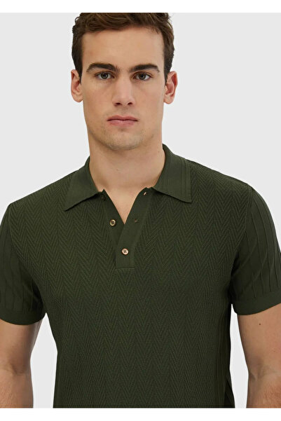 Ramsey Πλεκτά ζακάρ με λαιμόκοψη χακί πόλο
