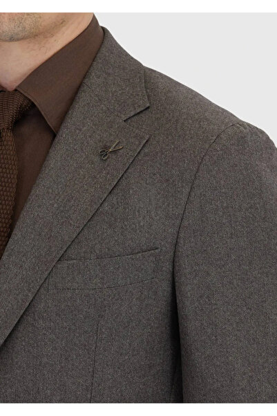 Ramsey Light Brown Patterned Zeroweight Slim Fit 100% Wool Suit