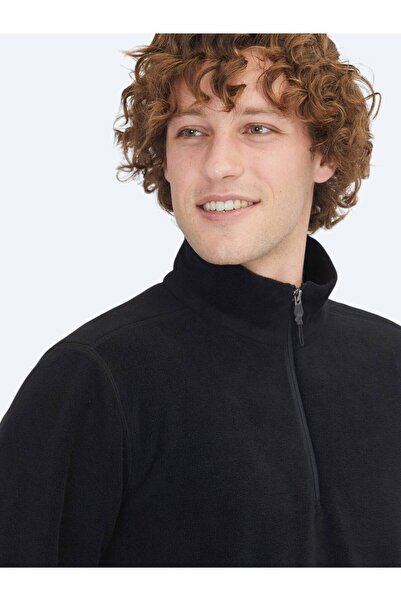 Kip Μαύρο φούτερ ψηλός λαιμός απλό φλις