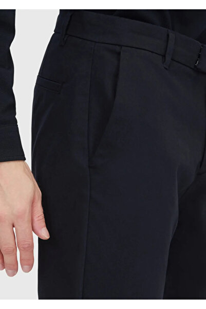 Ramsey Black Plain Weave Regular Fit Casual Cotton Blend Trousers