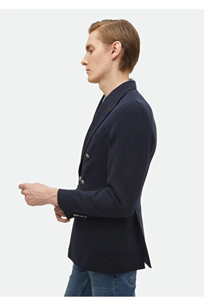 Ramsey Смугастий темно-синій піджак зі змішаною бавовною, облягаючий крій