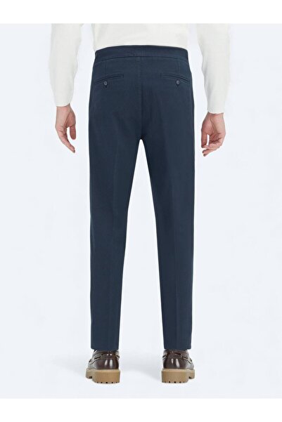 Kip Pantaloni casual din amestec de bumbac țesut albastru bleumarin