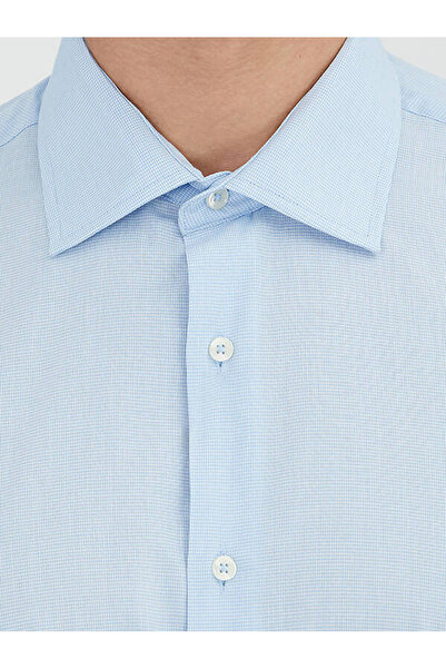 Kip Ανοιχτό μπλε κανονικό πουκάμισο υφασμένο από κλασικό βαμβακερό μείγμα