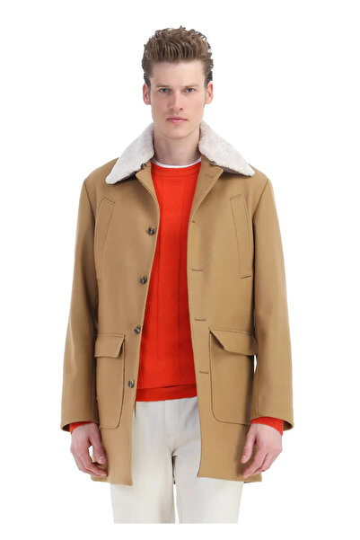 Ramsey Deve Tüyü Regular Fit Gömlek Yaka Casual Dokuma Palto