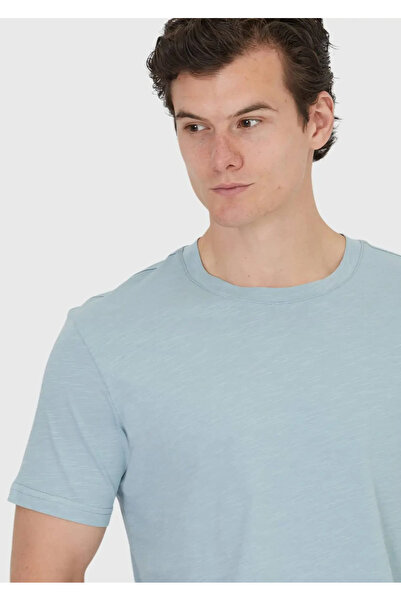 Ramsey Blue Plain Crew Neck 100% Cotton T-Shirt