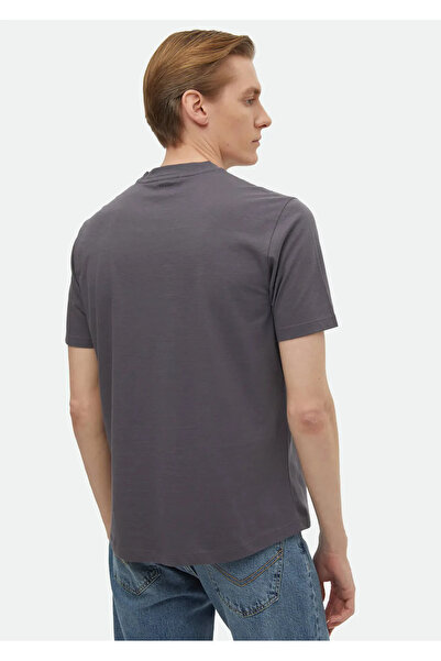 Ramsey Μπλουζάκι με λαιμόκοψη σε σκούρο γκρι 100% βαμβάκι