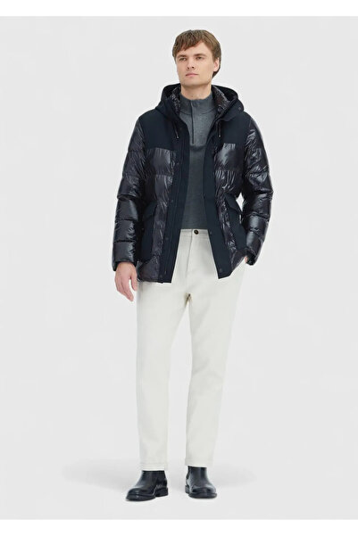 Ramsey Black Regular Fit Hooded Casual Woven Coat