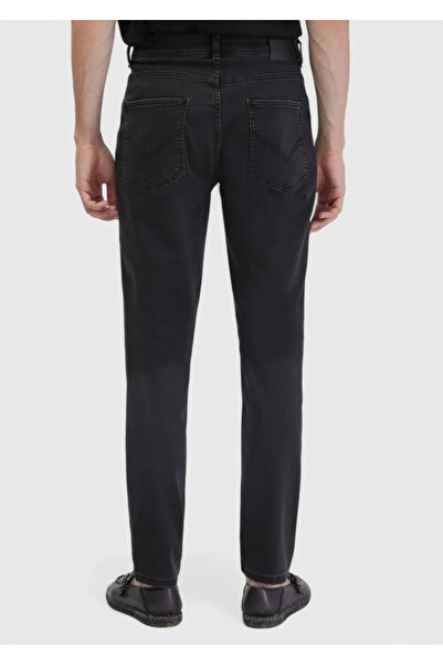 Ramsey Anthracite Straight Slim Fit Denim Cotton Blended Trousers