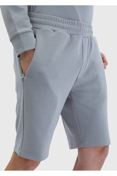 Ramsey Light Gray Plain Knitted Jogging Fit Sports Bermuda