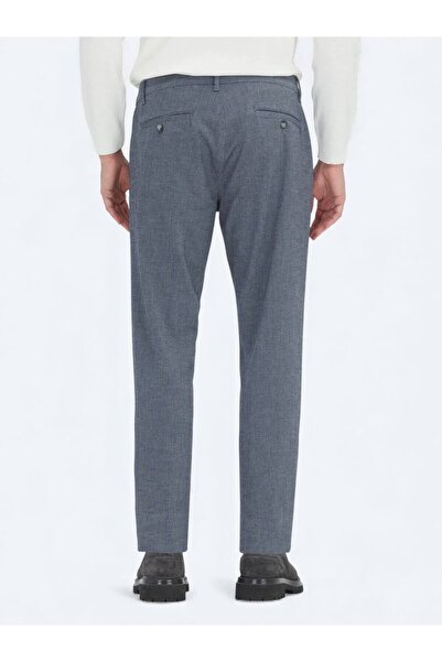 Kip Pantaloni casual din amestec de bumbac, cu țesătură simplă, albastru bleumarin