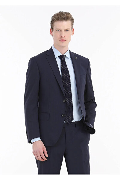 Ramsey Μπλε Slim Fit Classic βαμβακερό πουκάμισο