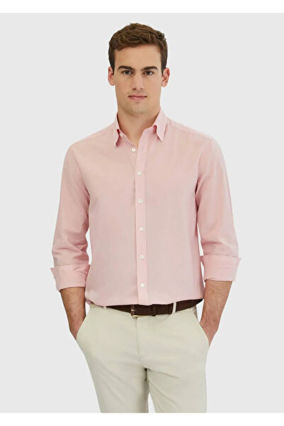 Ramsey Pink Plain Casual Fit Woven Casual 100% Cotton Shirt