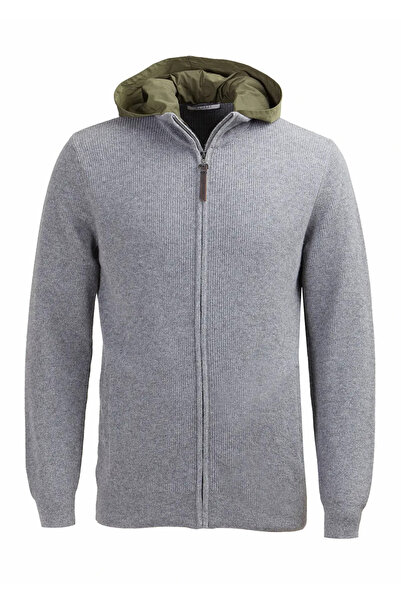 Ramsey Hooded Plain Knit Wool Blend Cardigan