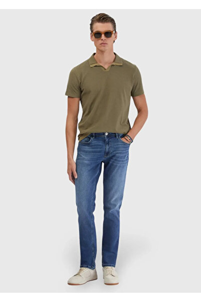 Ramsey Indigo Straight Slim Fit Denim Cotton Blend Pants