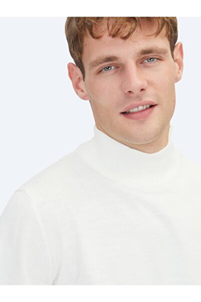 Kip Ecru Half Turtleneck Plain Knitted Sweater