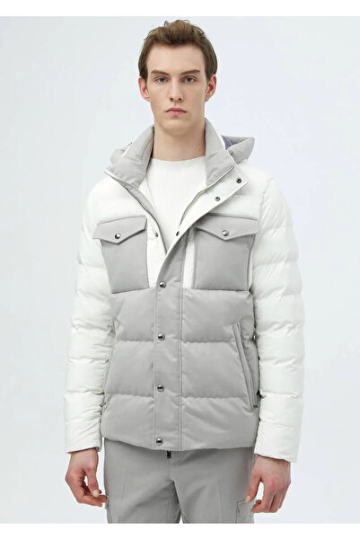 Ramsey Beyaz Regular Fit Kapüşonlu Casual Dokuma Mont