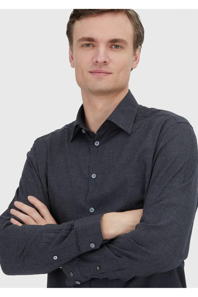 Ramsey Anthracite Casual Fit Woven Casual 100% Cotton Shirt