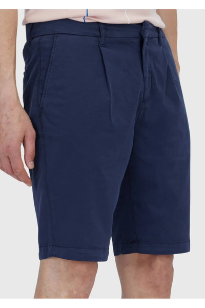 Ramsey Navy Blue Plain Woven Regular Fit Casual Cotton Blended Bermuda