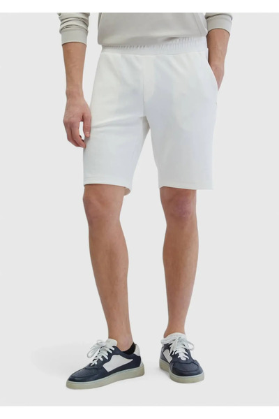 Ramsey Ecru Plain Knitted Jogging Fit Sports Bermuda