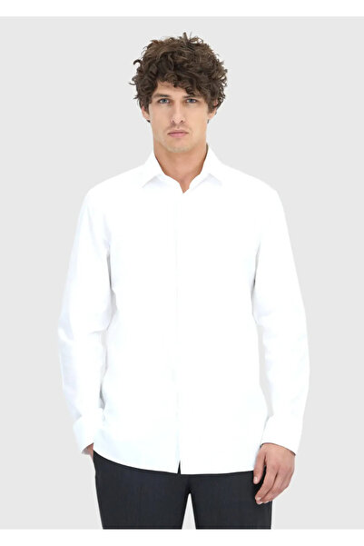 Ramsey Cămașă clasică 100% bumbac țesută cu dungi albe