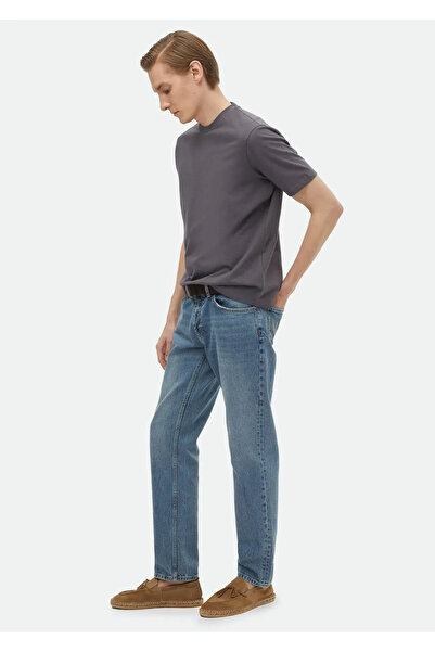 Ramsey Μπλουζάκι με λαιμόκοψη σε σκούρο γκρι 100% βαμβάκι