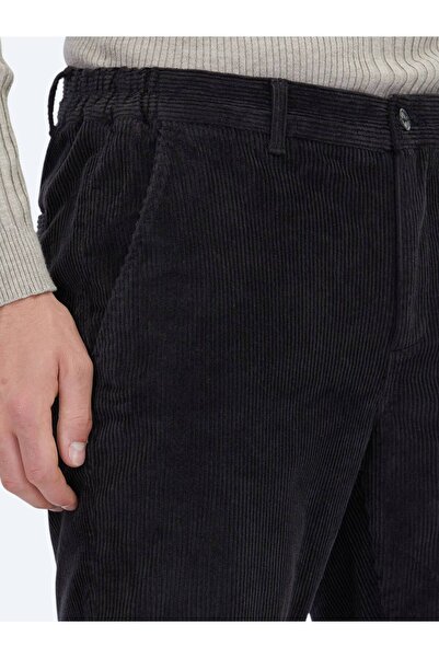 Kip Παντελόνι από βαμβακερό μείγμα σε σκούρο γκρι υφαντό βελούδινο casual