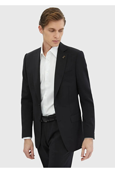 Ramsey Black Plain Thin&Taller Slim Fit 100% Wool Suit