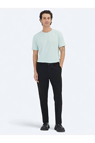 Kip Black Plain Woven Jogging Fit Casual Trousers