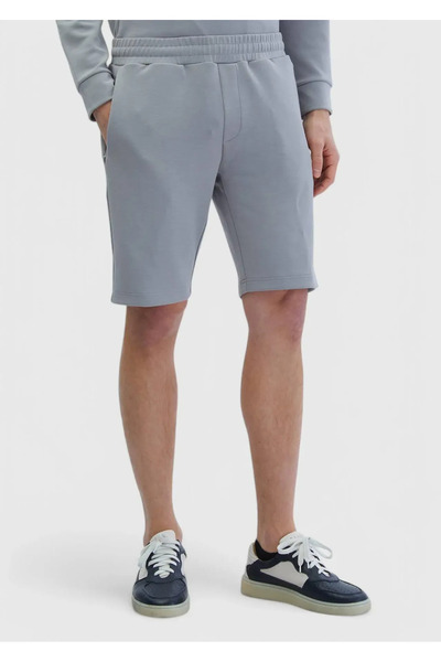 Ramsey Light Gray Plain Knitted Jogging Fit Sports Bermuda