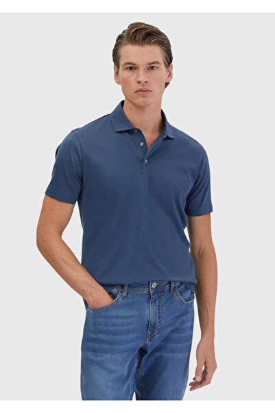 Ramsey İndigo Düz Polo Yaka %100 Pamuk T-Shirt